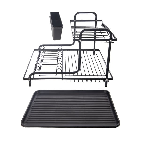 Iš metalo dviejų aukštų kiaurasamtis juodos spalvos 42,5x32 cm Radka – Orion-image-4