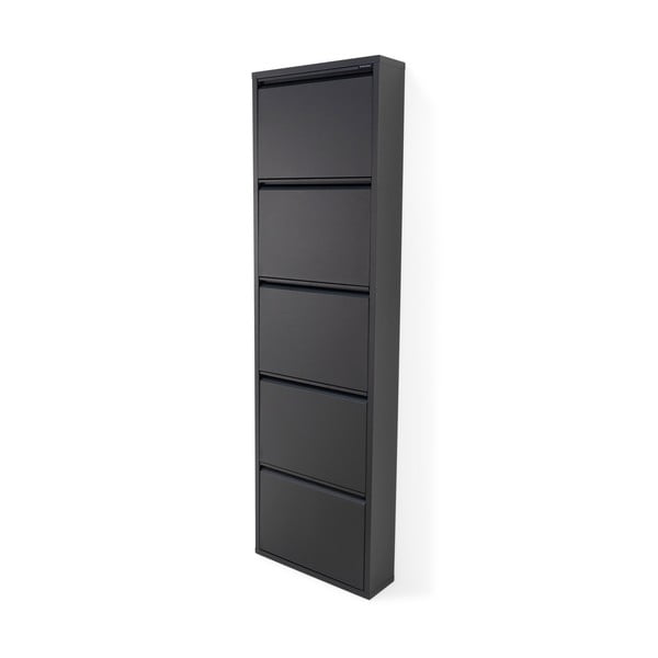 Juodos spalvos iš metalo atlenkiama spintelė batams 50x169x15 cm Billy – Spinder Design