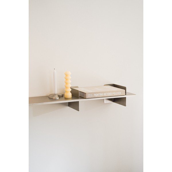 Sidabrinės spalvos iš metalo sieninė lentyna 120 cm Tivo – noo.ma-image-4