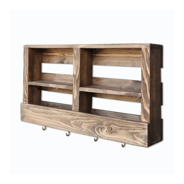 Medinė sieninė lentyna su kabliukais Ayako-image-2