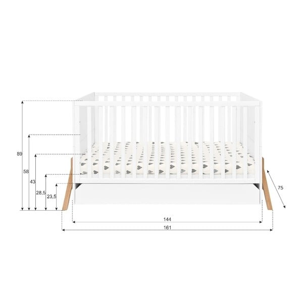 Balta vaikiška lovelė su stalčiumi BELLAMY Lotta, 70 x 140 cm-image-3