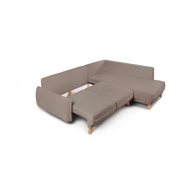 Taupe spalvos sulankstoma/su sandėliavimo vieta kampinė sofa iš kordinio velveto (su kairiuoju kampu/„L“ formos) Tori – Bonami Selection-image-2