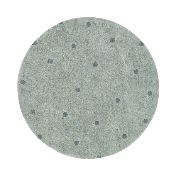 Skalbiamas/rankų darbo iš medvilnės vaikiškas kilimas šviesiai žalios spalvos ø140 cm Round Dot Blue Sage – Lorena Canals