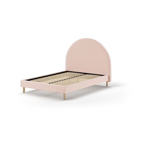 Viengulė audiniu dengta lova rožinės spalvos su lovos grotelėmis 140x200 cm MOON – Vipack-image-2