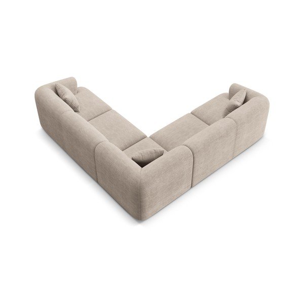 Šviesiai rudos spalvos kampinė sofa iš kordinio velveto Campi – Cosmopolitan Design-image-3