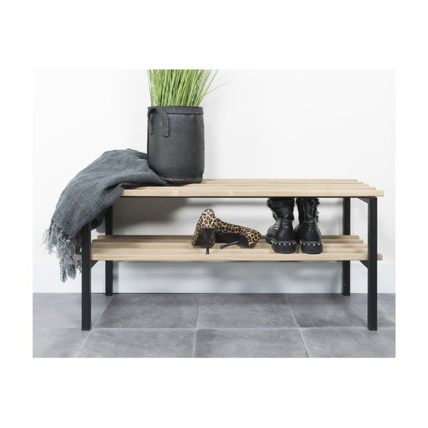 Juodos spalvos/natūralios spalvos iš metalo spintelė batams 100x45x34 cm Rizzoli – Spinder Design-image-3