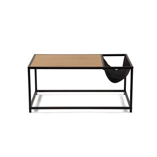 Juodos spalvos/natūralios spalvos kavos staliukas iš ąžuolo 60x99 cm Bayen – Bonami Essentials