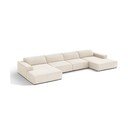 Kreminės spalvos modulinė kampinė sofa iš velveto („U“ formos) Jodie – Micadoni 