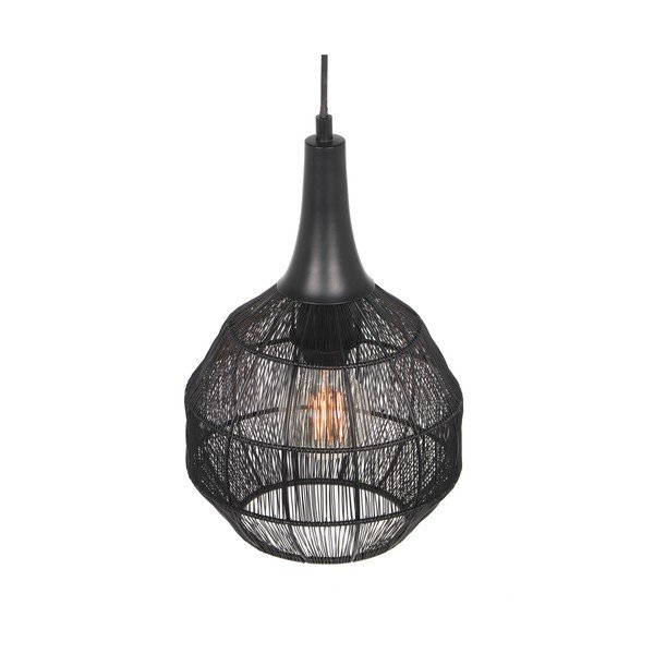 Matinės juodos spalvos kabantis šviestuvas su metaliniu gaubtu Soraya – Trio-image-1