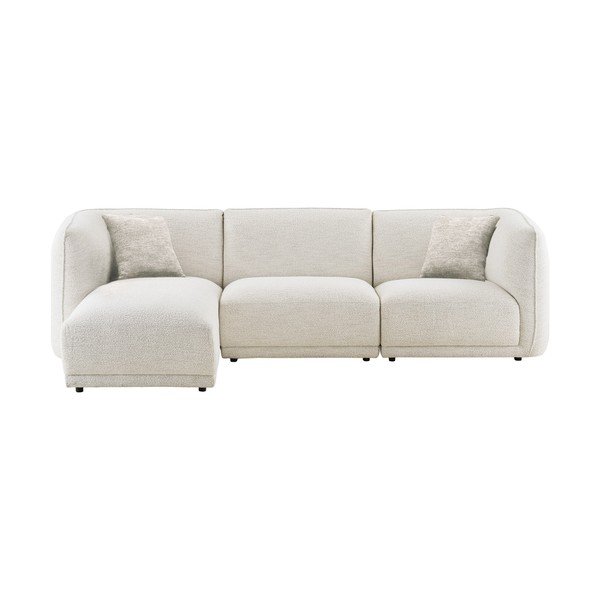 Kreminės spalvos kampinė sofa iš šenilinio audinio (su kairiuoju kampu/su gultu) Noor – House Nordic