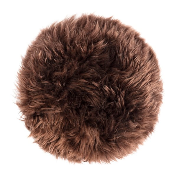 Tamsiai ruda avikailio pagalvėlė Royal Dream Zealand apvaliai valgomojo kėdei, ⌀ 35 cm