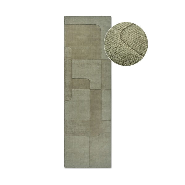 Rankų darbo iš vilnos kilimas žalios spalvos 80x250 cm Charlotte – Villeroy&Boch