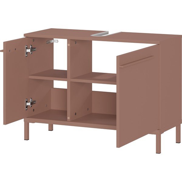 Rudos spalvos matinis spintelė po kriaukle 80x59 cm Laurino – Germania-image-3