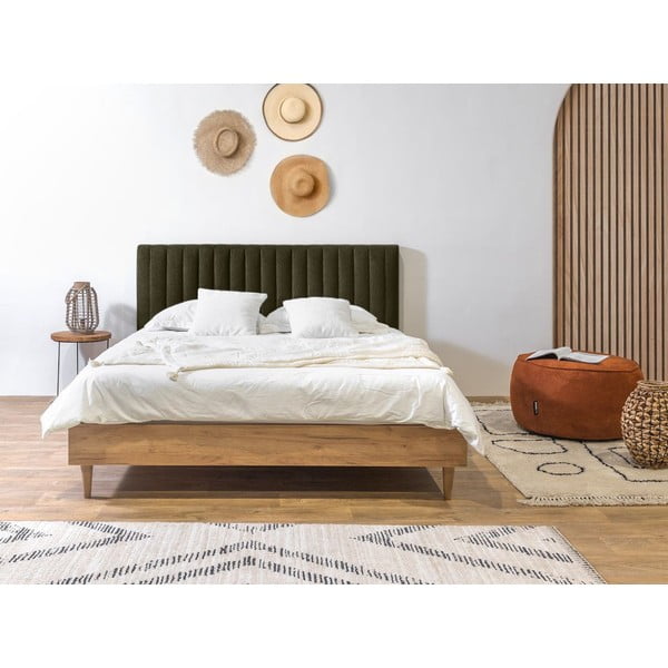 Dvigulė lova tamsiai žalios spalvos/natūralios spalvos su lovos grotelėmis 180x200 cm Oceane – Bobochic Paris-image-2