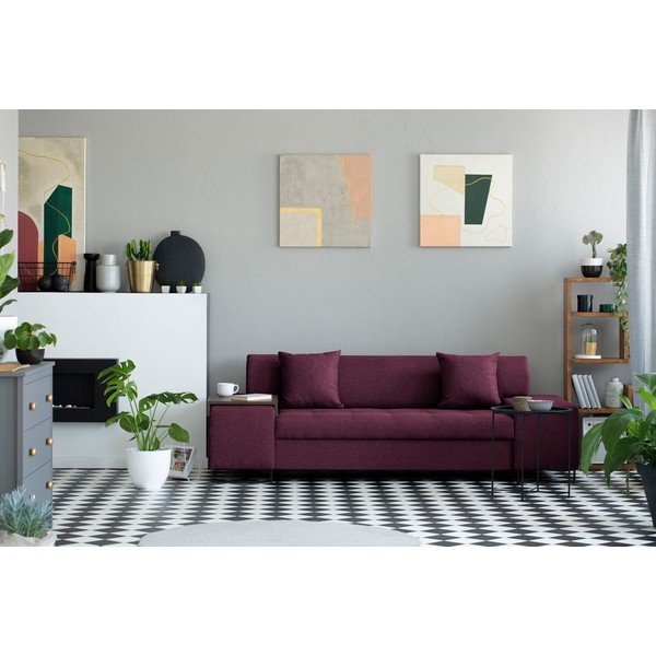 Violetinė sofa su juodomis kojomis "Cosmopolitan Design Orlando", 220 cm-image-1