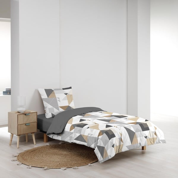 Iš mikropluošto dvigulė/itin ilga patalynė baltos spalvos/pilkos spalvos 240x220 cm Trigone – douceur d'intérieur-image-2