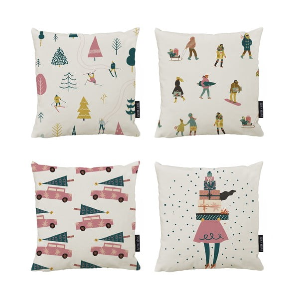 Dekoratyviniai pagalvių užvalkalai 4 vnt. su Kalėdų motyvu 45x45 cm Holiday Mood – Butter Kings