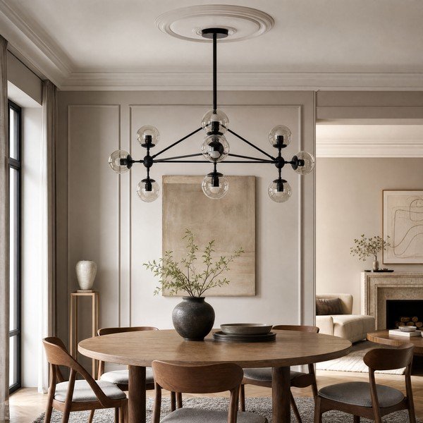 Juodos spalvos iš metalo kabantis šviestuvas su stiklo gaubtu Abira – Premier Housewares-image-2