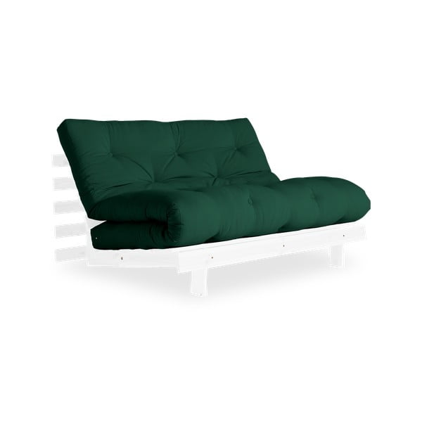 Kintama sofa "Karup" dizainas "Roots" balta/tamsiai žalia