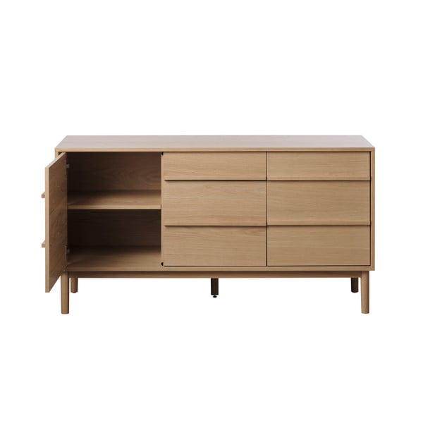 Žema šoninė spintelė natūralios spalvos iš ąžuolo 75x140 cm Ponza – Unique Furniture-image-4