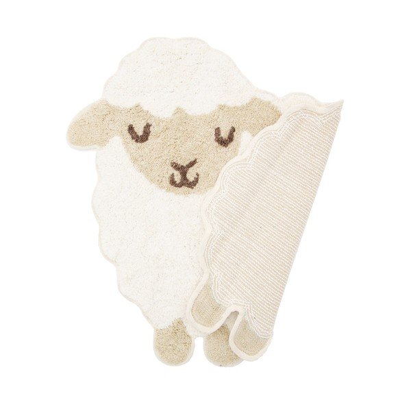 Baltos spalvos vaikiškas medvilninis kilimas Sass & Belle Baa Baa Lamb, 56 x 60 cm-image-2