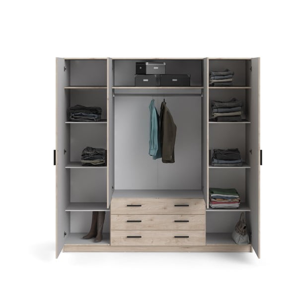 Drabužių spinta natūralios spalvos iš ąžuolo 196x200 cm Sprint – Tvilum-image-3