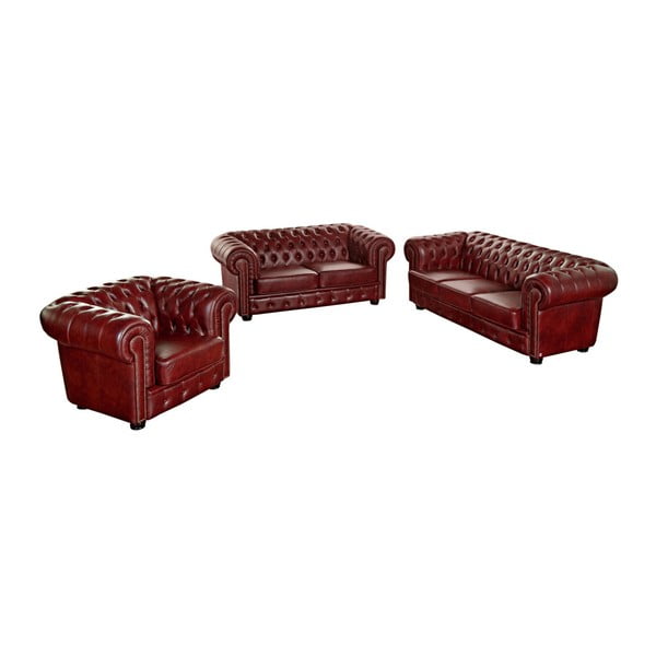 Raudona odinė sofa Max Winzer Norwin, 200 cm-image-2