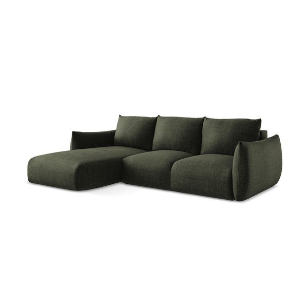 Žalios spalvos sulankstoma kampinė sofa (su kairiuoju kampu/su gultu) Leila – Makamii-image-3