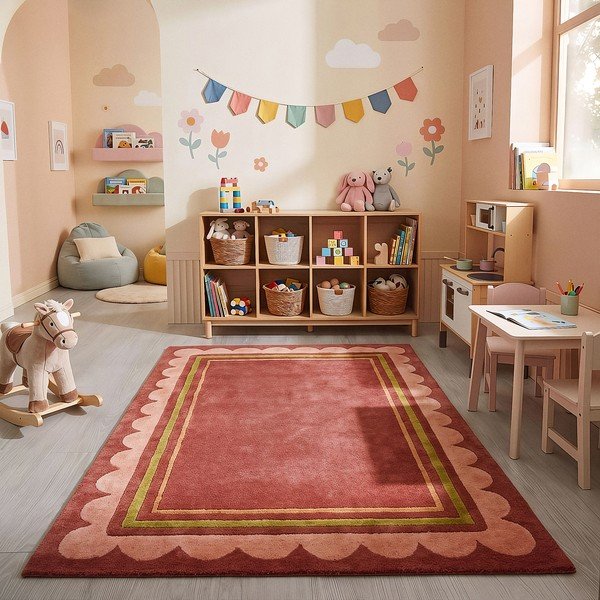 Rankų darbo bordo spalvos iš vilnos kilimas 160x230 cm Lois – Flair Rugs-image-2