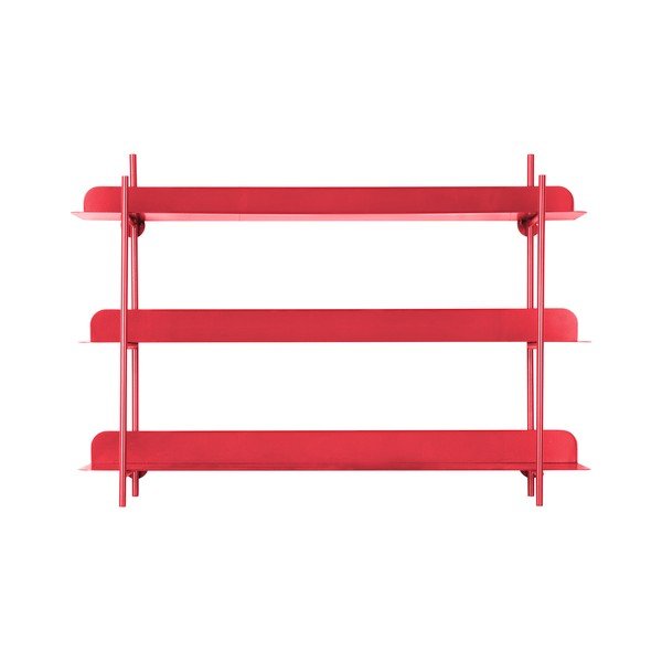 Raudonos spalvos iš metalo kelių aukštų sieninė lentyna 60 cm Cool Retro – PT LIVING-image-2