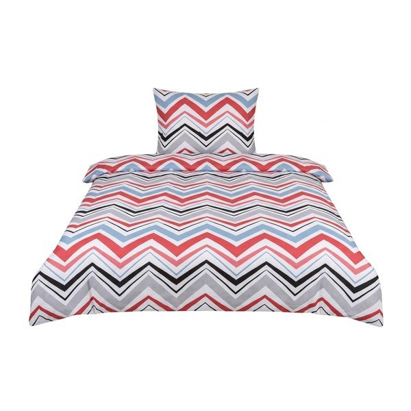 Mėlynos spalvos/pilkos spalvos iš satino medvilnės viengulė patalynė 3 dalių 140x200 cm Marina – JAHU collections