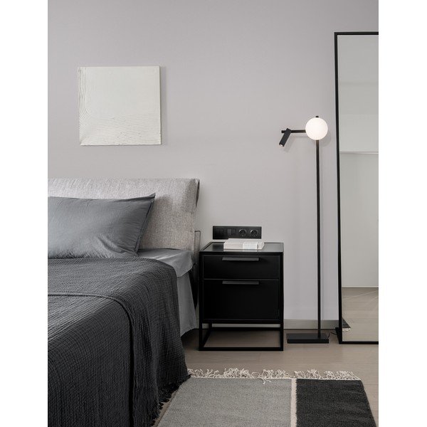 Baltos spalvos/juodos spalvos iš metalo pastatomas šviestuvas LED su sulankstoma konstrukcija (aukštis 150 cm) su stiklo gaubtu Joline – Nova Luce-image-2