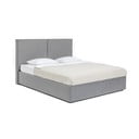 Pilkos spalvos dvigulė lova audiniu dengta su sandėliavimo vieta su grotelėmis 180x200 cm Thessa Bold – Bonami Selection
