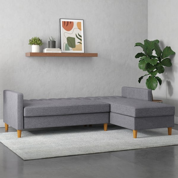 Sulankstoma kampinė sofa pilkos spalvos Celine – Støraa-image-1