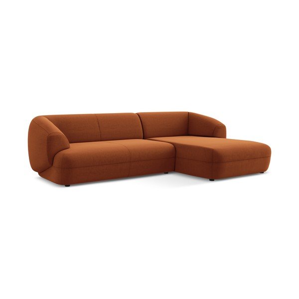 Oranžinės spalvos iš velveto kampinė sofa (su dešiniuoju kampu) Moana – Makamii-image-2