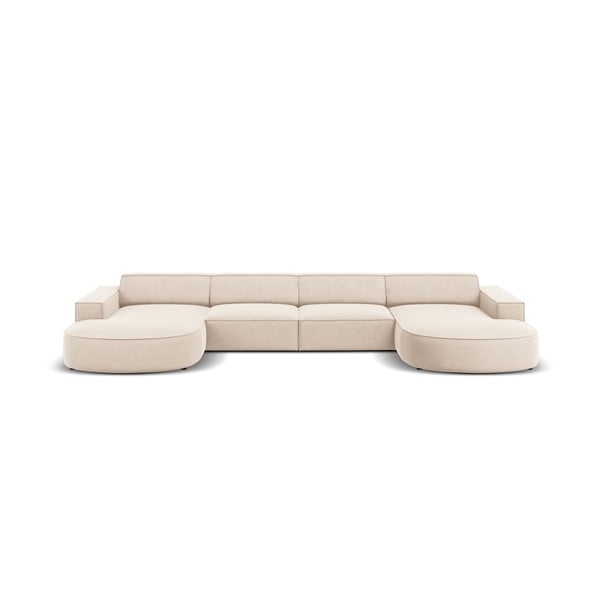 Smėlio spalvos aksominė kampinė sofa (U formos) Jodie - Micadoni Home