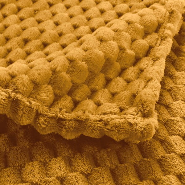 Ochros spalvos iš mikroflanelės antklodė ir pledas 125x150 cm Mini Frosty – douceur d'intérieur-image-3
