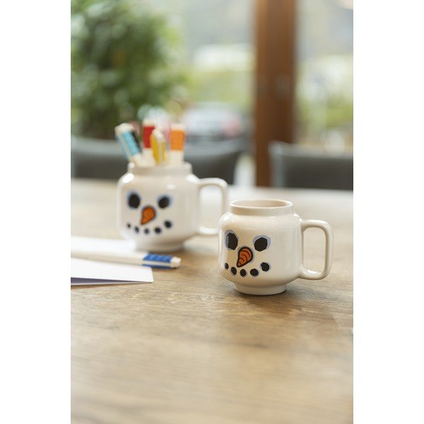 Baltos spalvos iš keramikos vaikiškas puodelis latte kavai 255 ml Snowman – LEGO®-image-1