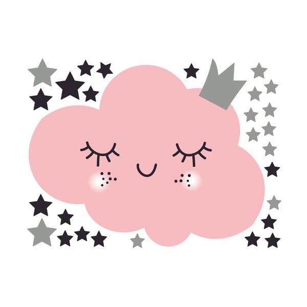 Sienų lipdukų rinkinys Ambiance Pink Clound and Stars-image-2