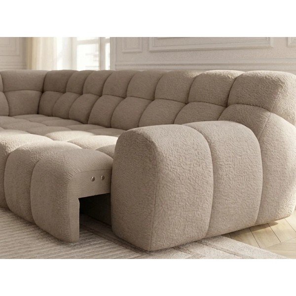 Smėlio spalvos sulankstoma/ar elektrisko sēdekļa regulēšanu kampinė sofa (su kairiuoju kampu/„L“ formos) Andre – Bobochic Paris-image-4