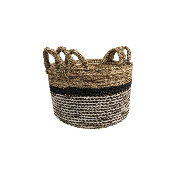 3 saugojimo krepšių rinkinys HSM kolekcija Raffia Natural Gris-image-1
