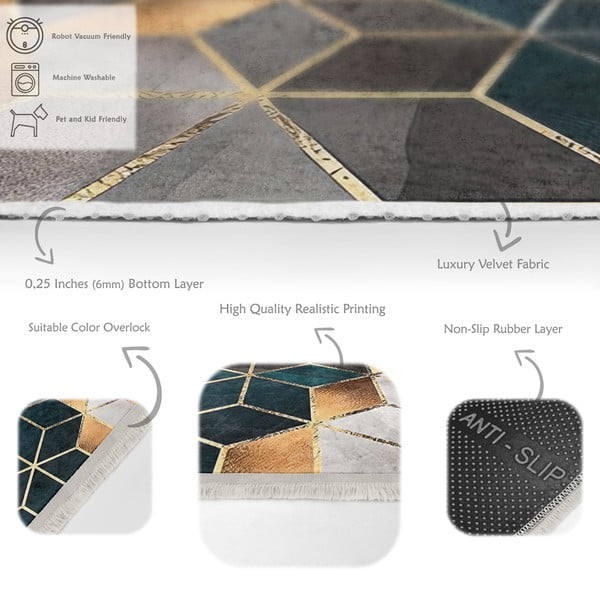 Skalbiamas kilimas baltos spalvos/smaragdinės spalvos 120x180 cm – Mila Home-image-3