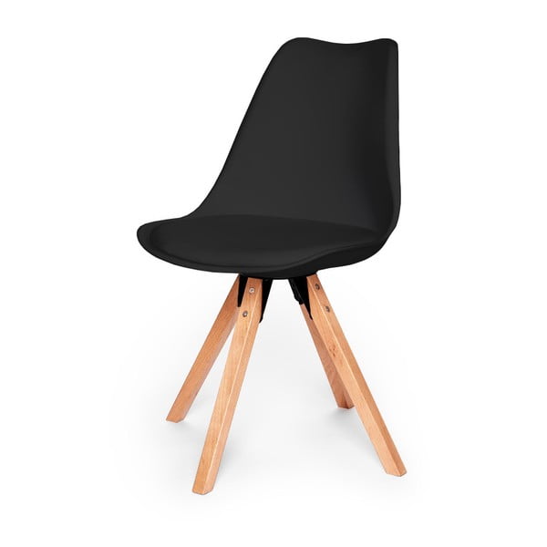 2 juodų kėdžių su bukmedžio pagrindu rinkinys Bonami Essentials Gina