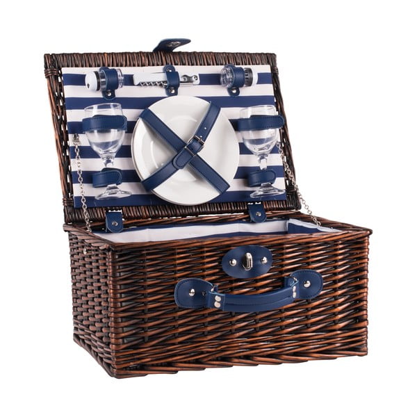 Dryžuotas pintas pikniko krepšys su įranga 2 asmenims Navigate Basket