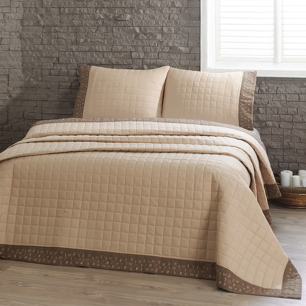 Smėlio spalvos dvivietės lovos užvalkalas su pagalvių užvalkalais Jolly, 240 x 250 cm