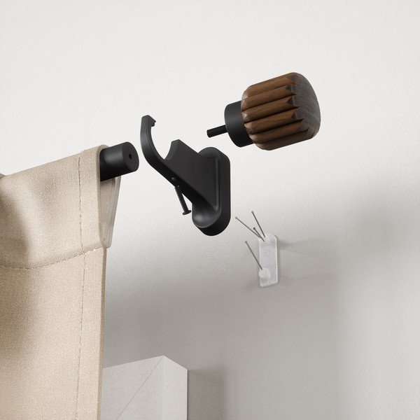 Matinės juodos spalvos iš plieno išplečiamas užuolaidos strypas 107 - 305 cm Evie – Umbra-image-4