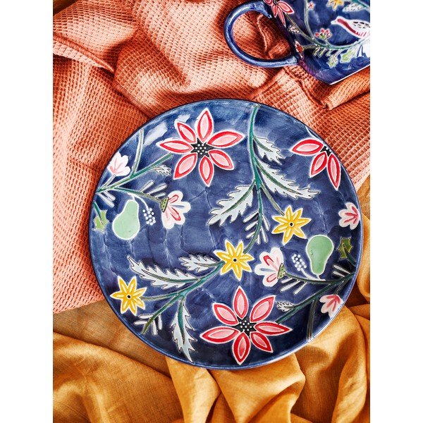 Tamsiai mėlynos spalvos desertinės iš akmens masės lėkštės 4 vnt. ø 20,5 cm Meredith – Bloomingville-image-1