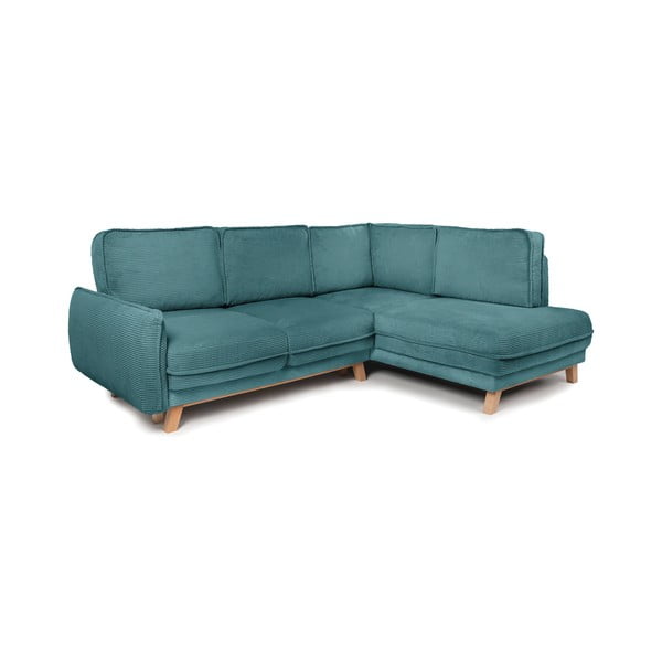 Iš kordinio velveto sulankstoma kampinė sofa turkio spalvos (su dešiniuoju kampu) Tori – Bonami Selection-image-2