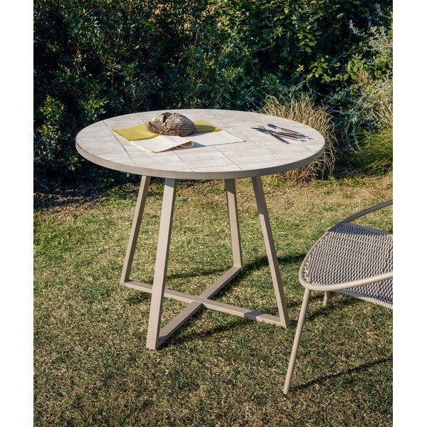 Iš keraminės plokštės apvalios formos sodo valgomojo stalas ø 90 cm Tella – Kave Home-image-1