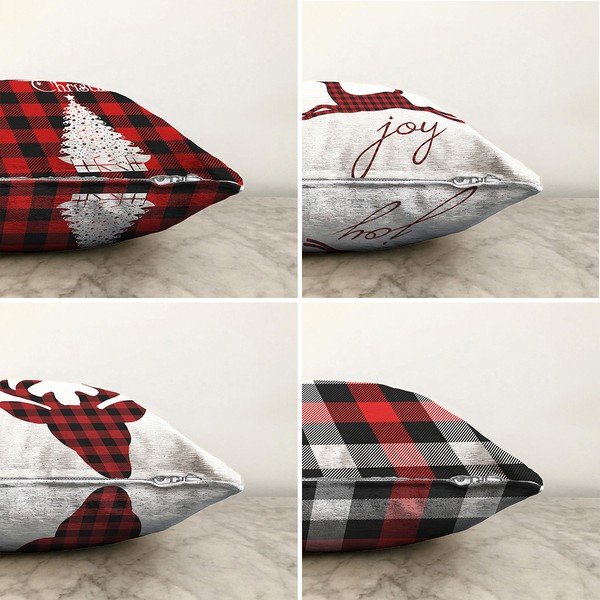 4 kalėdinių šenilinių pagalvėlių užvalkalų rinkinys Minimalist Cushion Covers Christmas Tartan, 55 x 55 cm-image-1